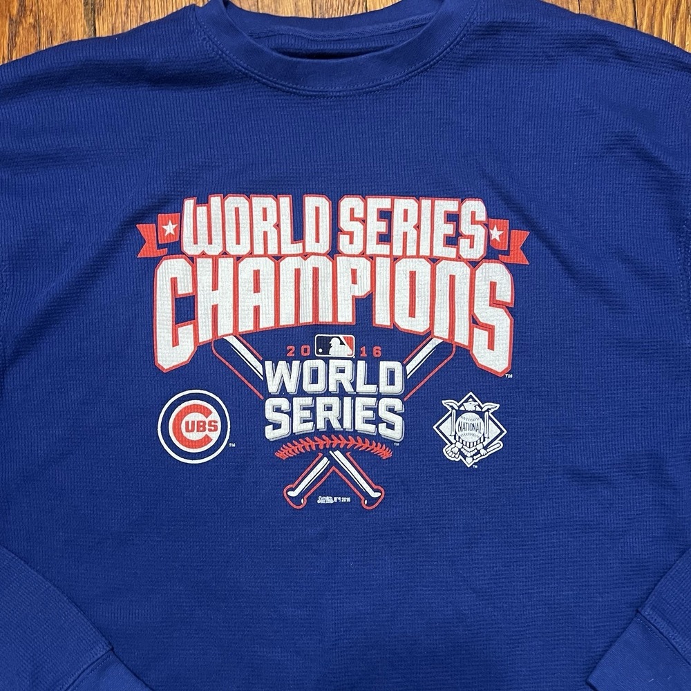 Stitches Chicago Cubs World Series Champs 2016 Longsleeve Size Large Blue - Picture 3 of 10